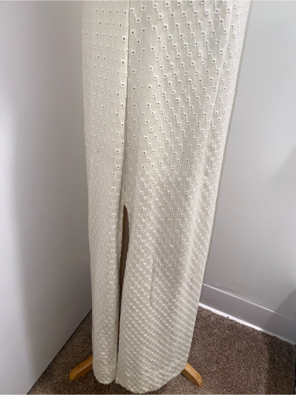 Free People Cream Eventide Open-Back Eyelet Midi Dress - Size XL - NEW - Picture 9 of 13